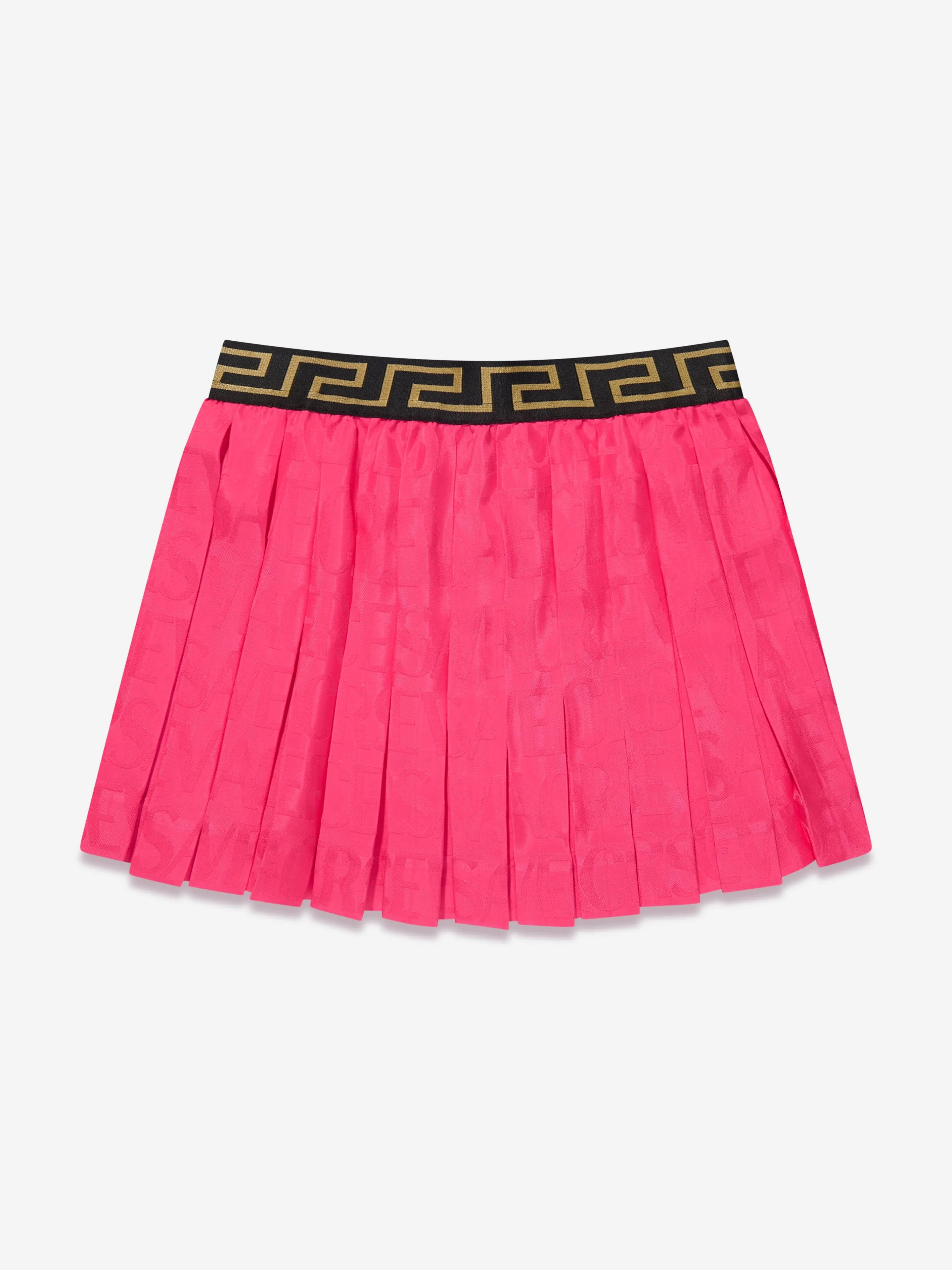 Versace Girls Jacquard Logo Pleated Skirt in Pink