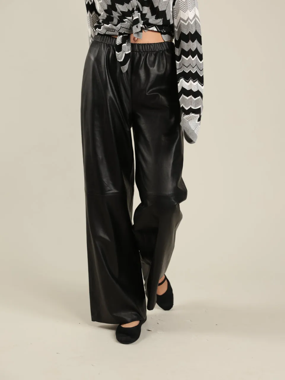 Wide Leg Leather Pant