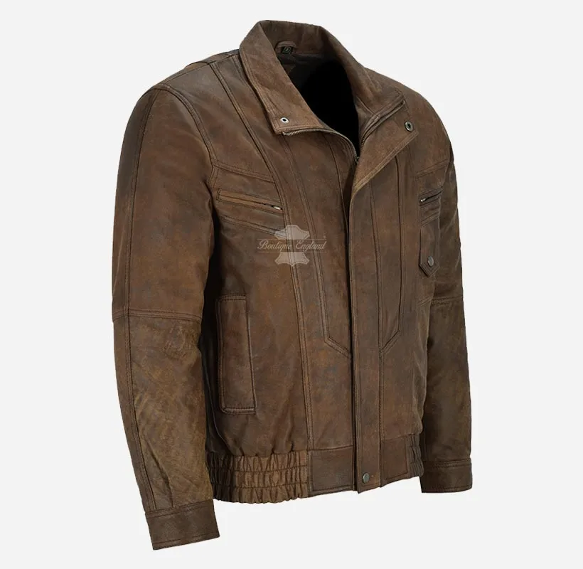 WINSDOR Real Leather Bomber Jacket For Mens Classic Vintage Jacket