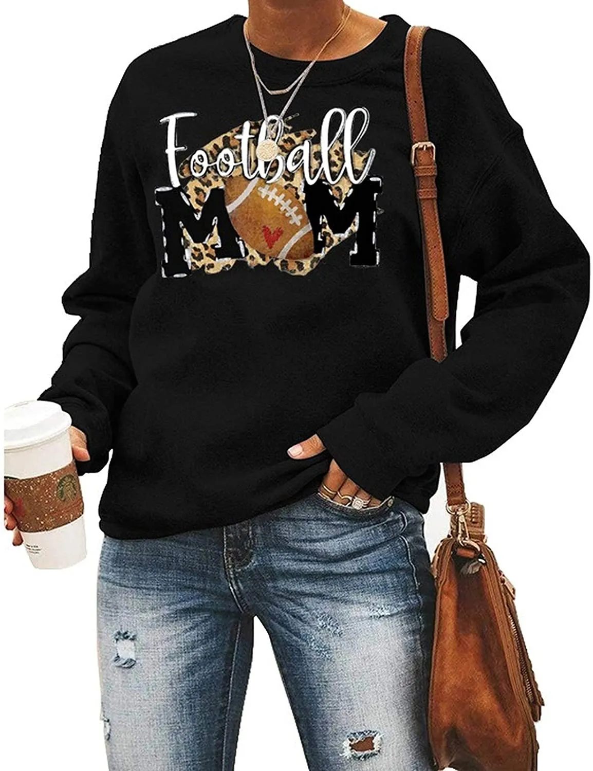 Women Football Mom Graphic Sweatshirt