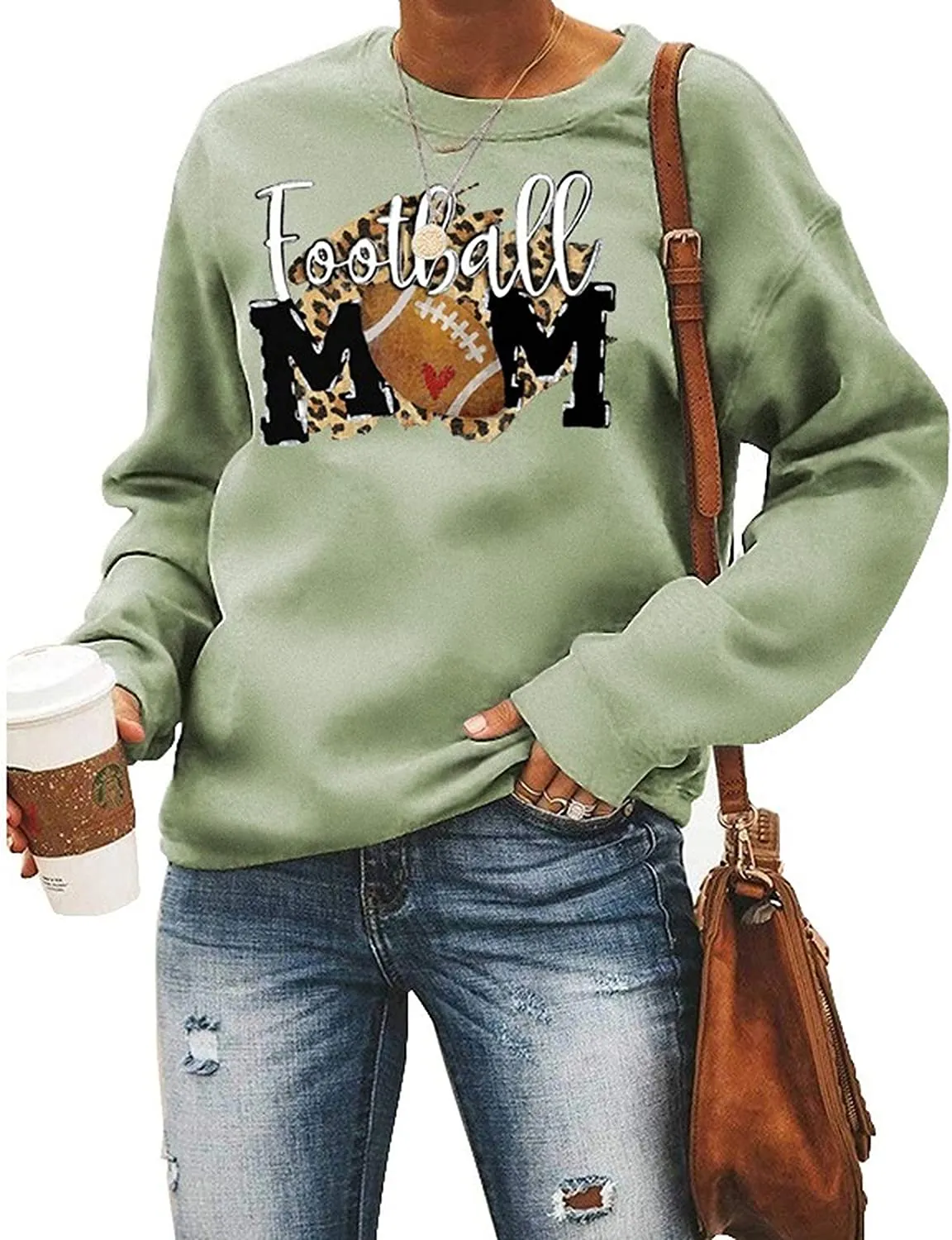 Women Football Mom Graphic Sweatshirt