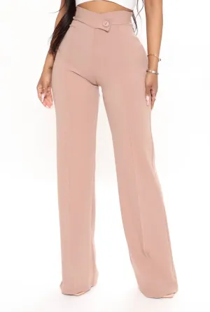 WOMEN Tan Plus Size Wide Leg Dress Pants