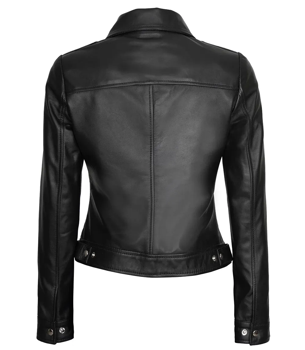 Women's Harrington Black Real Leather Jacket